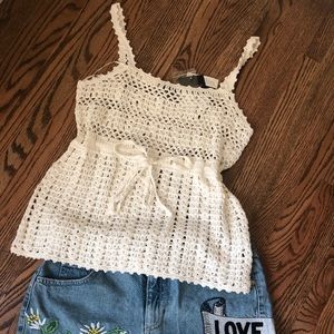 Topshop | Ivory | Crochet Tie Waist Vest | Small
